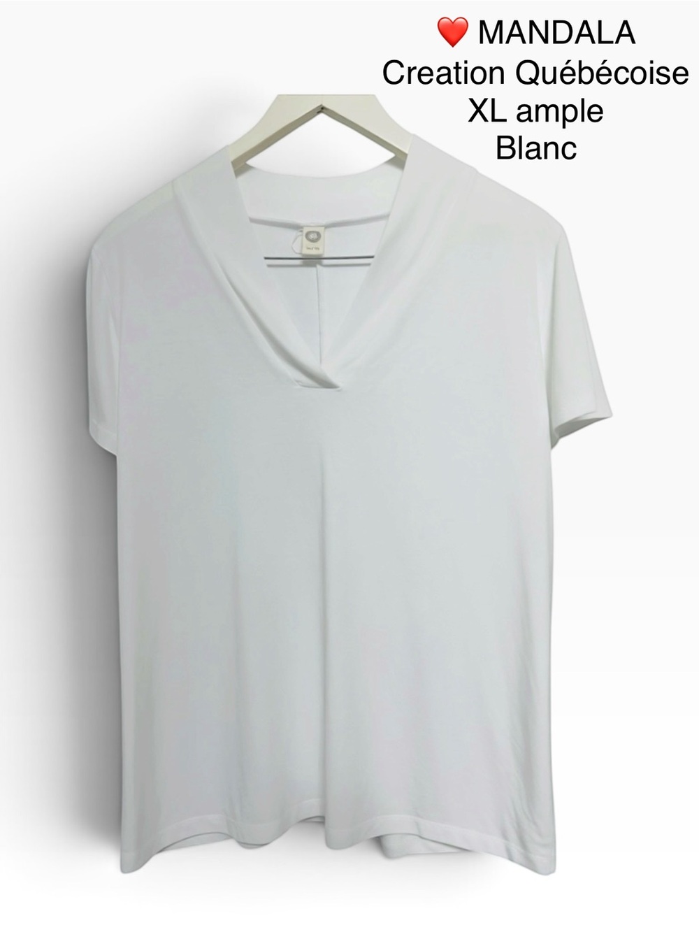 Mandala White V-Neck Short Sleeve Tee
